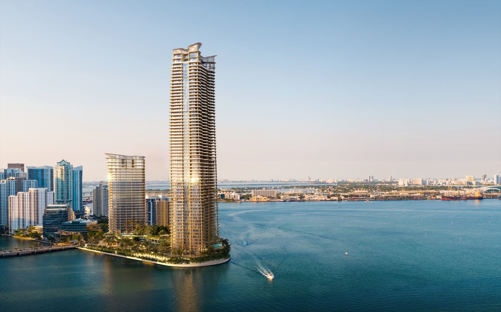 The two towers rising over Biscayne Bay